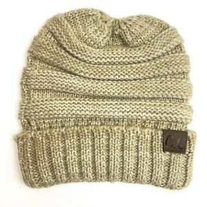C.C. Women's Chunky Knit Beanie One Size Tan‎ Beige Hat Cap Stretch Winter